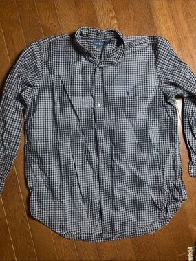 Ralph Lauren Men’s Navy and White Check Cotton Button-Down Shirt